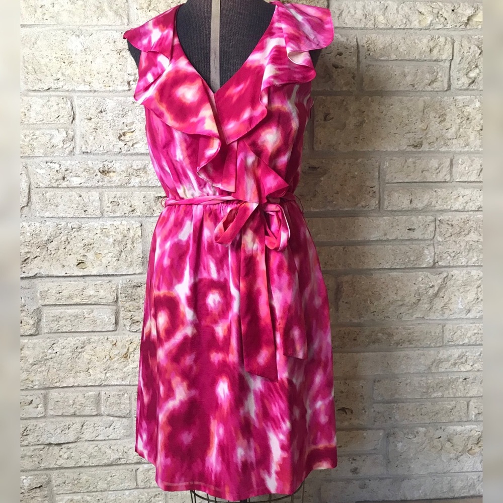 Bright Pink Ann Taylor ruffles dress
